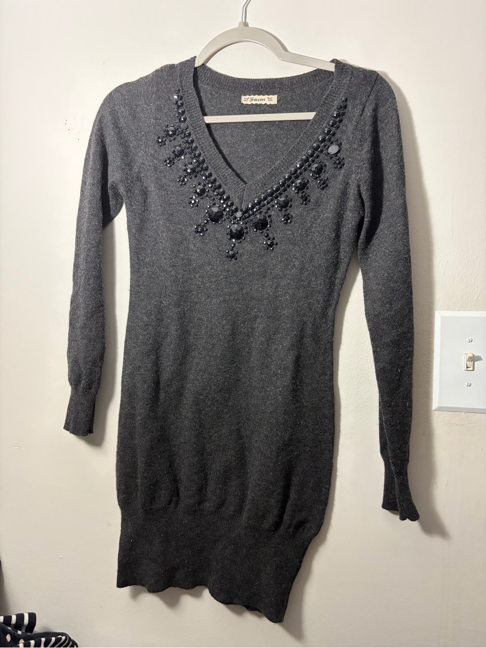 Forever Sweater dress with embellished neckline
